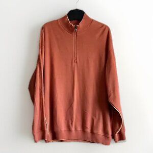 Tommy‎ Bahama Sweater Mens Large Orange 1/4 Zip Pullover Long Sleeve Mock Neck